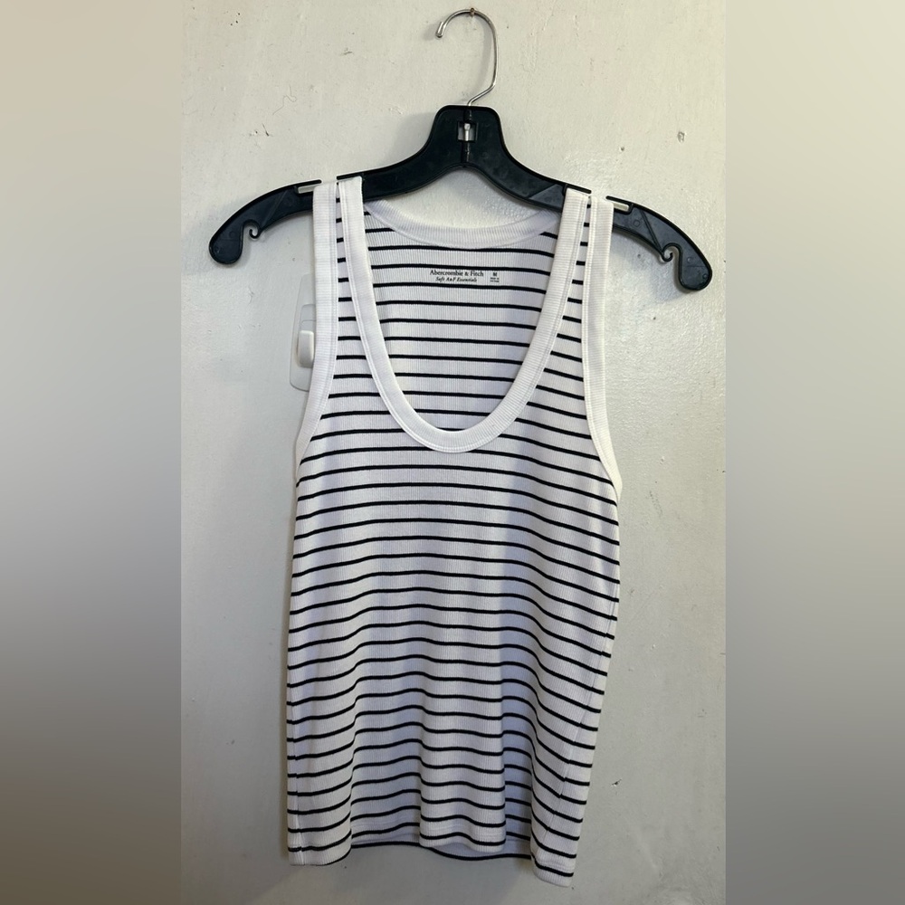 Abercrombie- black and white stripped tank top